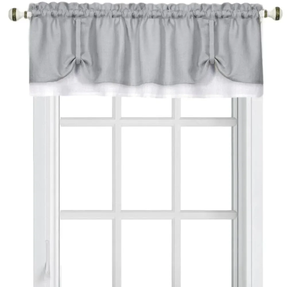 Woven Trends Two-Tone Window Curtain Tier Pair & Valance Set, Double Layer Small